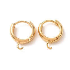 Real 24K Gold Plated Rack Plating Eco-friendly Brass Chunky Hoop Earring Findings, with Horizontal Loop, Lead Free & Cadmium Free, Ring, Real 24K Gold Plated, 14x12x3mm, Hole: 1mm, Pin: 1mm