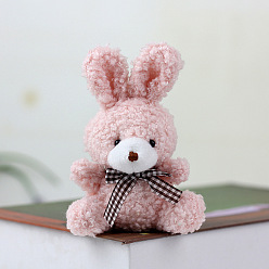 Pink Velvet Rabbit Pendant Decorations, with PP Cotton Filling & Metal Ball Chain, Pink, 110mm