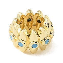 Sky Blue Brass Micro Pave Cubic Zirconia Beads, Rondelle with Horse Eye, Large Hole Beads, Rack Plating, Long-Lasting Plated, Lead Free & Cadmium Free, Real 18K Gold Plated, Sky Blue, 12.5x8mm, Hole: 7.5mm
