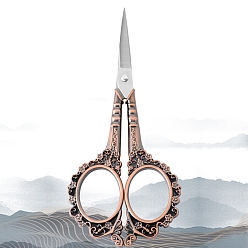 Red Copper Stainless Steel Scissors, Embroidery Scissors, Sewing Scissors, with Zinc Alloy Handle, Red Copper, 115x55mm