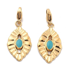 Темно-Голубой Глаз 304 подвесные украшения из эмали из нержавеющей стали, украшения с застежкой в виде клешни лобстера, ионное покрытие (ip), реальный 14 k позолоченный, глубокое синее небо, 34 мм