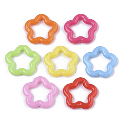 Mixed Color Opaque AS Plastic Linking Rings, Star Ring, Mixed Color, 18.5x19x3mm, Inner Diameter: 11.5x11mm, about 1250pcs/500g