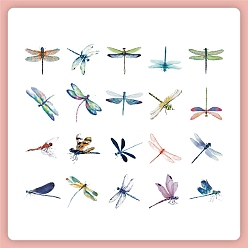 Mixed Color 40Pcs 20 Styles Waterproof PET Dragonfly Sticker Labels, Self-adhesion, for Suitcase, Skateboard, Refrigerator, Helmet, Mobile Phone Shell, Mixed Color, 60~90mm, 2pcs/style