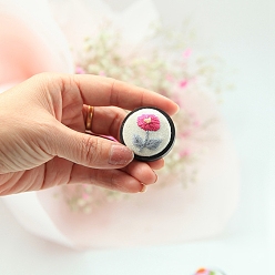 Cerise Flower Pattern Handmade Embroidery DIY Creative Brooch Jewelry Sets, Cartoon Cute Badge Accessories, Children's Couple Gifts Souvenirs, Cerise, 35mm