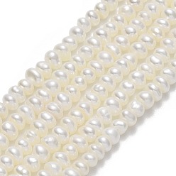 Linen Natural Cultured Freshwater Pearl Beads Strands, Round, Linen, 3.5~4x3~4.5x2.5mm, Hole: 0.6mm, about 133pcs/strand, 14.37''(36.5cm)