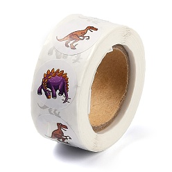 Dinosaur Self Adhesive Paper Stickers, Colorful Roll Sticker Labels, Gift Tag Stickers, Dinosaur Pattern, 2.5cm, about 500pcs/roll