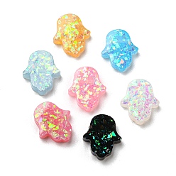Mixed Color Epoxy Resin Cabochons, with Sequins, Palm, Mixed Color, 14x12x3mm
