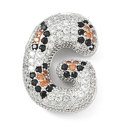 Letter G Латунные микро проложить кубического циркония подвески, долговечный, стойки покрытие, письмо амулеты, платина, Буква G, 22x16.5x7.5 мм, отверстие : 5.2x3 мм