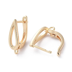 Real 18K Gold Plated Brass Hoop Earring Findings with Latch Back Closure, with Horizontal Loop, Long-Lasting Plated, Teardrop, Real 18K Gold Plated, 16.5x10.5x5mm, Hole: 1.2mm, Pin: 0.8mm