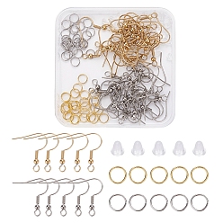 Golden & Stainless Steel Color DIY Earring Making Kit, Including 304 Stainless Steel Earring Hooks & Jump Rings, Plastic Nuts, Golden & Stainless Steel Color, 180pcs/box