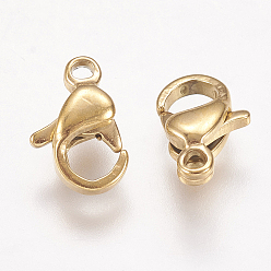 Golden Ion Plating(IP) 304 Stainless Steel Lobster Claw Clasps, Parrot Trigger Clasps, Golden, 9x6x3mm