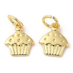 Real 18K Gold Plated Eco-Friendly Rack Plating Brass Charms, with Jump Ring, Long-Lasting Plated, Lead Free & Cadmium Free, Cake Charm, Real 18K Gold Plated, 11x9x2mm, Hole: 3.5mm