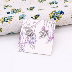 Feather 100Pcs Square Paper Earring Display Cards, for Earring Display, Feather, 6x6cm