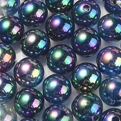 Colorful UV Plating Rainbow Iridescent Acrylic Beads, Round, Colorful, 13.5x13mm, Hole: 3mm