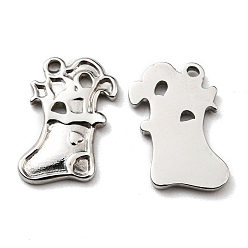 Stainless Steel Color 304 Stainless Steel Charms, Manual Polishing, Christmas Theme, Christmas Socking, Stainless Steel Color, 15x10x2mm, Hole: 1mm