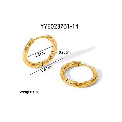 Золотой 304 кованые серьги-кольца из нержавеющей стали, золотые, 18.7x14x2.5 мм
