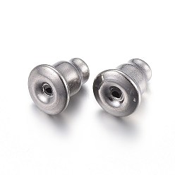 Stainless Steel Color 304 Stainless Steel Ear Nuts, Earring Backs, Stainless Steel Color, 5.5x5mm, Hole: 0.65mm