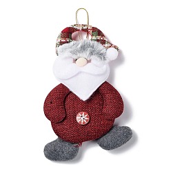 Santa Claus Christmas Polyester with Resin Pendant Decorations, for Christmas Tree Hanging Decoration, Santa Claus, 156x105x11mm