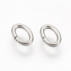 Stainless Steel Color 304 Stainless Steel Jump Rings Jewelry Findings, Closed but unsolder, Oval, Stainless Steel Color, 18 Gauge, 6x4x1mm, Hole: 2x4mm