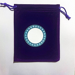 Rond Plat Pochettes avec cordon de rangement de bijoux en velours runes, sacs à bijoux rectangulaires, pour le stockage d'articles de sorcellerie, plat rond, 15x12 cm