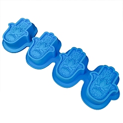Dodger Blue Hamsa Hand/Hand of Miriam with Evil Eye DIY Silicone Soap Molds, for Handmade Soap Making, Dodger Blue, 105x330x25mm, Inner Size: 70x85mm
