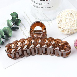 TCB-1080-Jelly Brown Vintage Twist Hair Clip for Girls, Transparent Chain Claw Clamp for Summer Face Washing and Braids