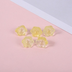 Champagne Yellow Glass Beads, Lily Flower, Champagne Yellow, 12x8mm, Hole: 1.4mm