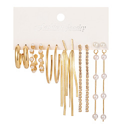 5650501 Boucles d'oreilles à franges en or avec pampilles en diamants et perles - ensemble de pièces
