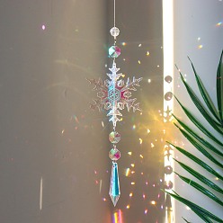 AB color snowflake-pointed beads Christmas AB Color Snowflake Crystal Sun Catcher Icicle Pendant Window Christmas Tree Decoration