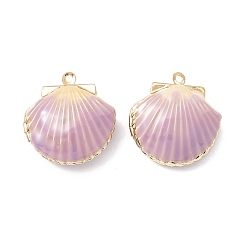 чертополох Оболочки стойки покрытие латунь Locket подвески, с эмалью, долговечный, реальный 18 k позолоченный, без кадмия, без никеля и без свинца, чертополох, 23.5x22x9 мм, отверстие : 1.6 мм