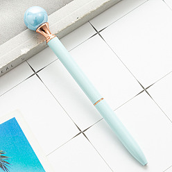 Light Cyan Candy Color Rotating Pearl Stainless Steel Ballpoint Pen, School Office Supplies, Light Cyan, 142x10mm