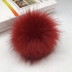 FireBrick Imitation Fox Fur Pom Pom Balls, for Bags Scarves Garment Accessories Ornaments, FireBrick, 10cm