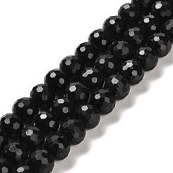 Tourmaline Natural Black Tourmaline Beads Strands, Faceted Round, 5.8~6.8mm, Hole: 0.9mm, about 62~66pcs/strand, 15.04''~15.35''(38.2~39cm)