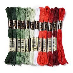 Mixed Color 12 Skeins 12 Colors 6-Ply Polyester Embroidery Floss, Cross Stitch Threads, Christmas Color Series, Mixed Color, 0.5mm, about 8.75 Yards(8m)/Skein, 12 skeins/set
