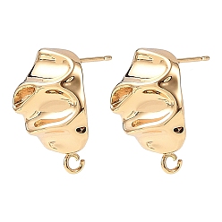 Echt 18 k vergoldet Shegrace Messing-Ohrstecker-Verschlüsse, Nuggest, mit Schleife, cadmiumfrei und bleifrei und nickelfrei, langlebig überzogen, echt 18 k vergoldet, 21x14 mm, Bohrung: 2 mm, Stift: 11x0.7 mm