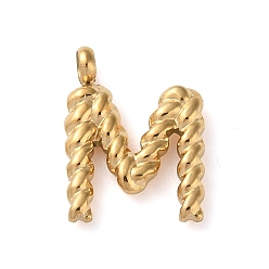 Letter M 316 Surgical Stainless Steel Pendants & Charms, Golden, Letter M, 14x10x2mm, Hole: 2mm