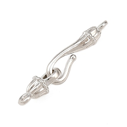Платина Латунная застежка крюка, долговечный, без свинца и без кадмия, стойки покрытие, платина, 24.5 мм