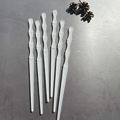 Six white bamboo knots U-shaped transparent acetate hairpin for Hanfu, with bamboo decoration and jade-like design.