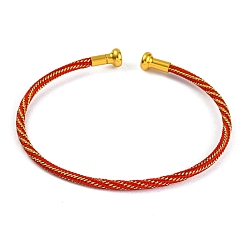 Красный Изготовление браслета из плетеной проволоки из углеродистой стали, с позолоченными латунными заглушками, красные, 0.25 см, внутренний диаметр: 2-3/8 дюйм (6.1 см)