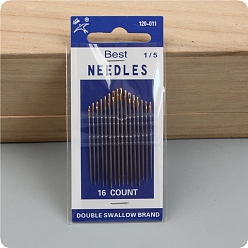Golden & Stainless Steel Color Carbon Steel Sewing Needles, Golden & Stainless Steel Color, 16pcs/set