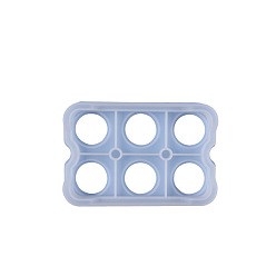 White Rectangle 6 Cavities Egg Display Stand Silicone Molds, for UV Resin, Epoxy Resin Craft Making, White, 157x107x27mm, Inner Diameter: 32mm