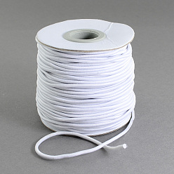 White Round Elastic Cord, with Nylon Outside and Rubber Inside, White, 1.2mm, about 109.36 yards(100m)/roll
