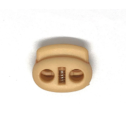 BurlyWood Nylon Cord Locks Clip Ends, Double Hole Drawstring Stopper Fastener Buttons, BurlyWood, 1.8x2cm, Hole: 4mm