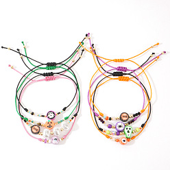 (52) Непрозрачная лаванда 8 шт. Браслеты ручной работы на Хэллоуин из полимерной глины и стеклянного бисера, сплетенные в косичку, регулируемые браслеты шнур, разноцветные, 11.02 дюйм (28 см)