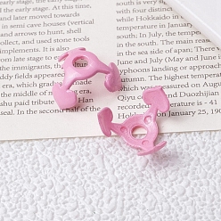 Pearl Pink Spray Painted Acrylic Beads Caps, 3 Petals, Pearl Pink, 16x8mm