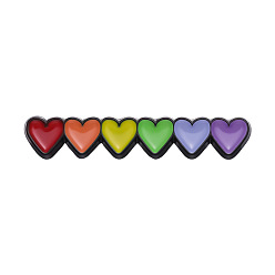 Heart Rainbow/Pride Flag Element Cute Safety Brooch Pin, Alloy Enamel Badge for Suit Shirt Collar, Men/Women, Heart, 5x30mm