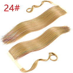 24# Magic Tape Wrapped Golden Straight Hair Ponytail Extension with Volume and Natural Look for Women