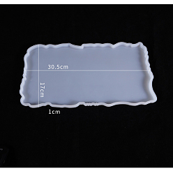 White Waved Rectangle Fruit Tray Silicone Molds, for UV Resin, Epoxy Resin Craft Making, White, 305x170x10mm