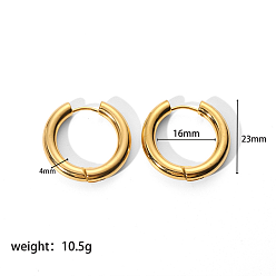 Золотой Простые и элегантные 304 серьги-кольца из нержавеющей стали для модниц, золотые, 23x4x16 мм