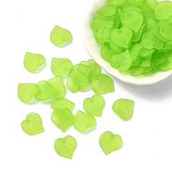 Yellow Green Transparent Frosted Acrylic Leaf Charms, Yellow Green, 16x15x2.5mm, Hole: 1.4mm